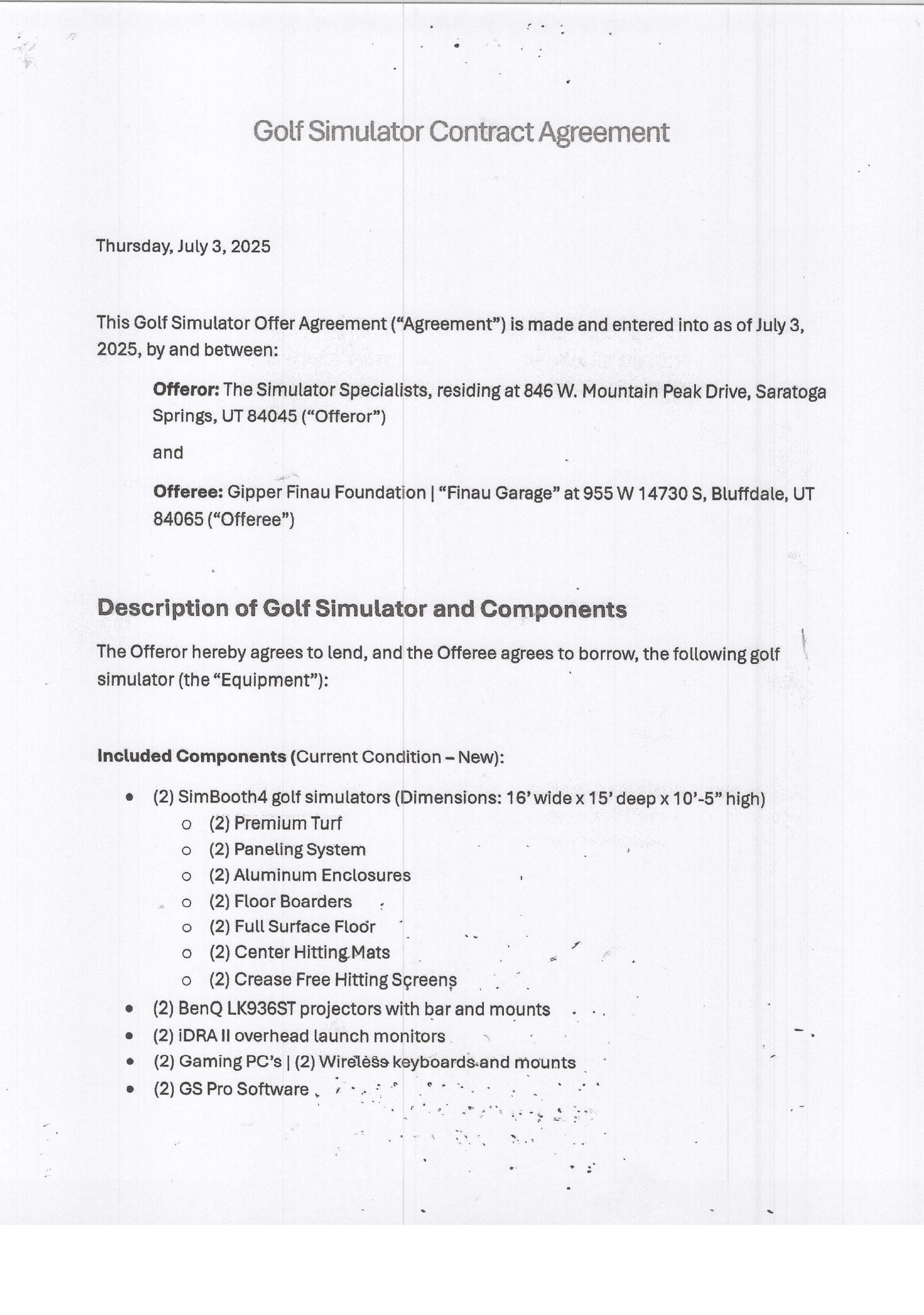 Finau Garage Contract